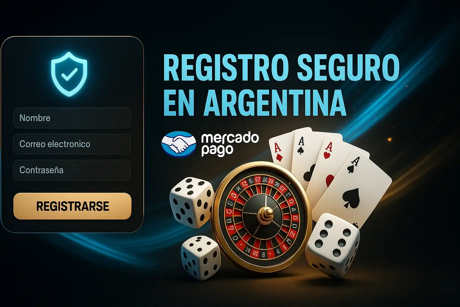 Banner de registro seguro en Argentina con botón dorado y formulario